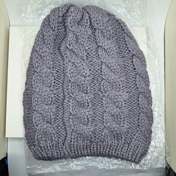 soft gray spike studded beanie hat knitted slouchy cap - Picture 4 of 8